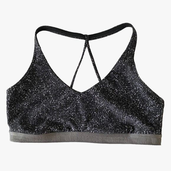 Under Armour Sports Bra Size L Gray/Black Pre-owned - Picture 2 of 6